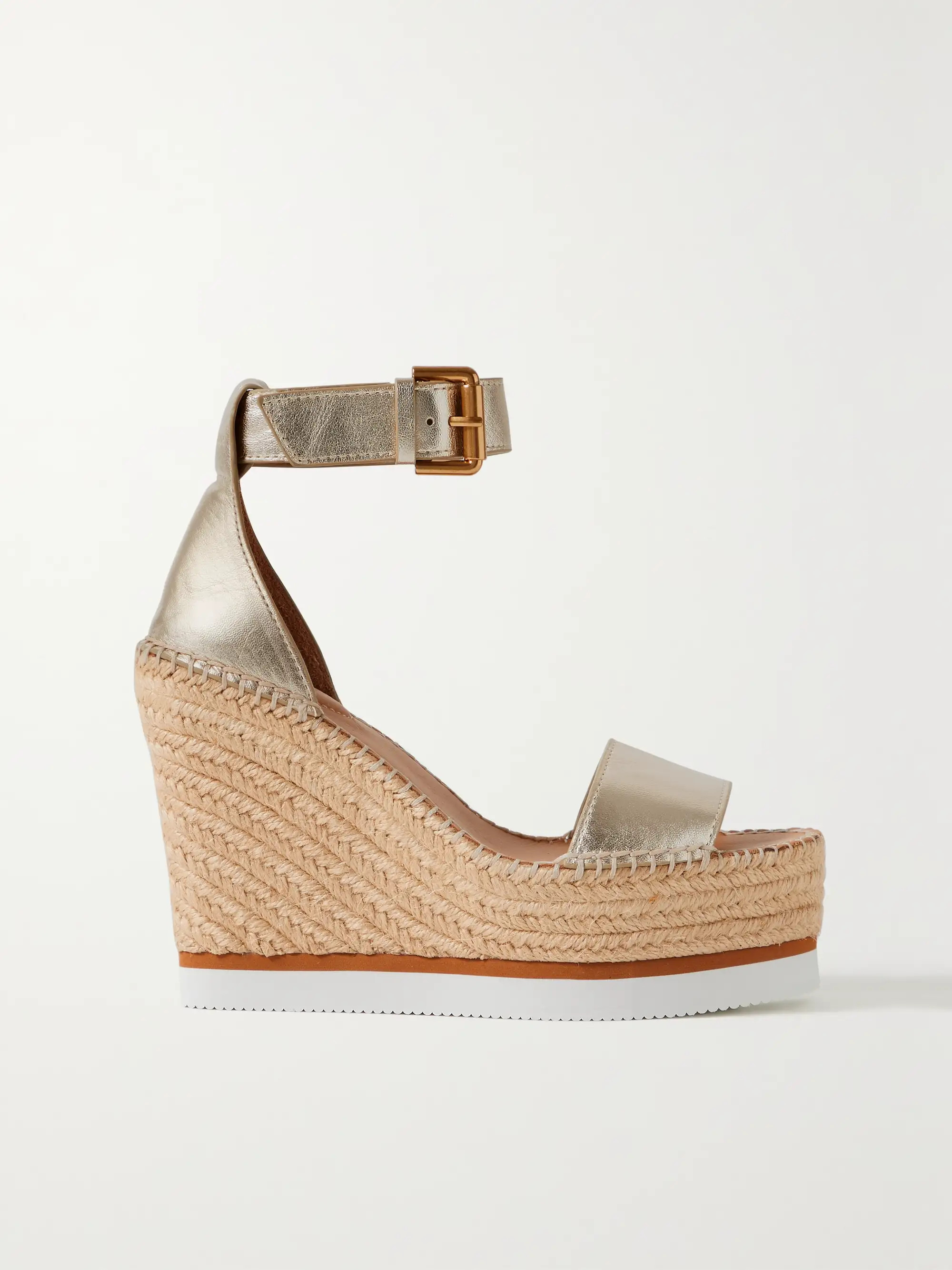 SEE BY CHLOÉ Glyn metallic leather espadrille sandals | NET-A-PORTER | NET-A-PORTER (US)