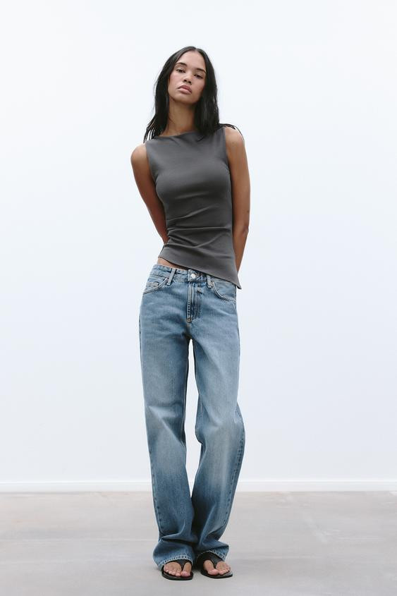 ASYMMETRICAL RUCHED T-SHIRT | Zara US