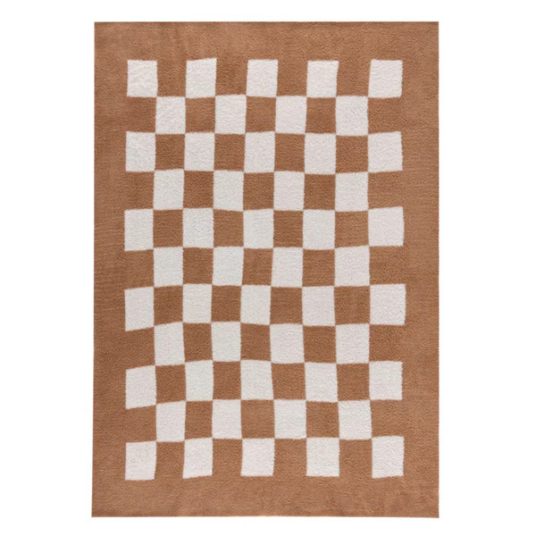 Tanner Check Reversible Throw Blanket, Tan | Waiting On Martha