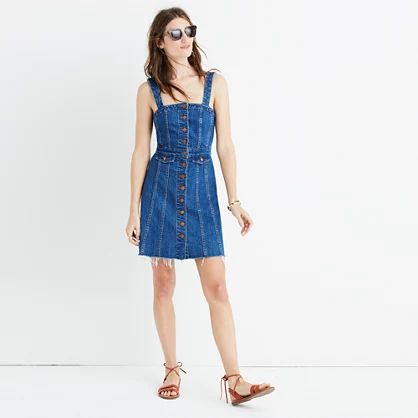 Raw-Edge Denim Button-Front Dress | Madewell