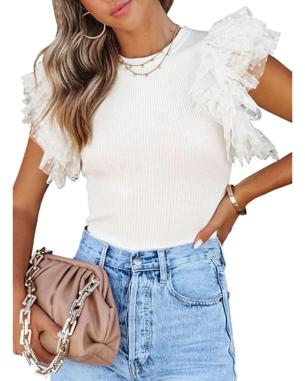 SHEWIN Womens Summer Tops 2023 Crewneck Short Sleeve Tshirts Casual Slim Fit | Amazon (US)