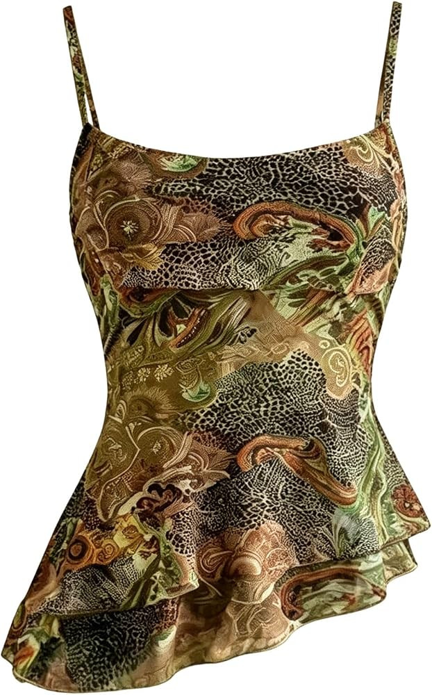 Verdusa Women's Y2K Asymmetrical Top Peplum Ruffle Tops Festival Outfits | Amazon (US)