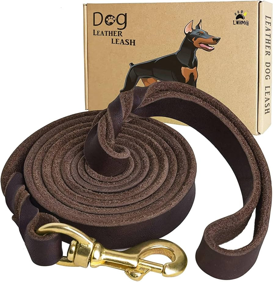 LWBMG Leather Dog Leash 6ft x 3/4 inch, Heavy Duty Genuine Leather Braided Dog Training Leash, So... | Amazon (US)
