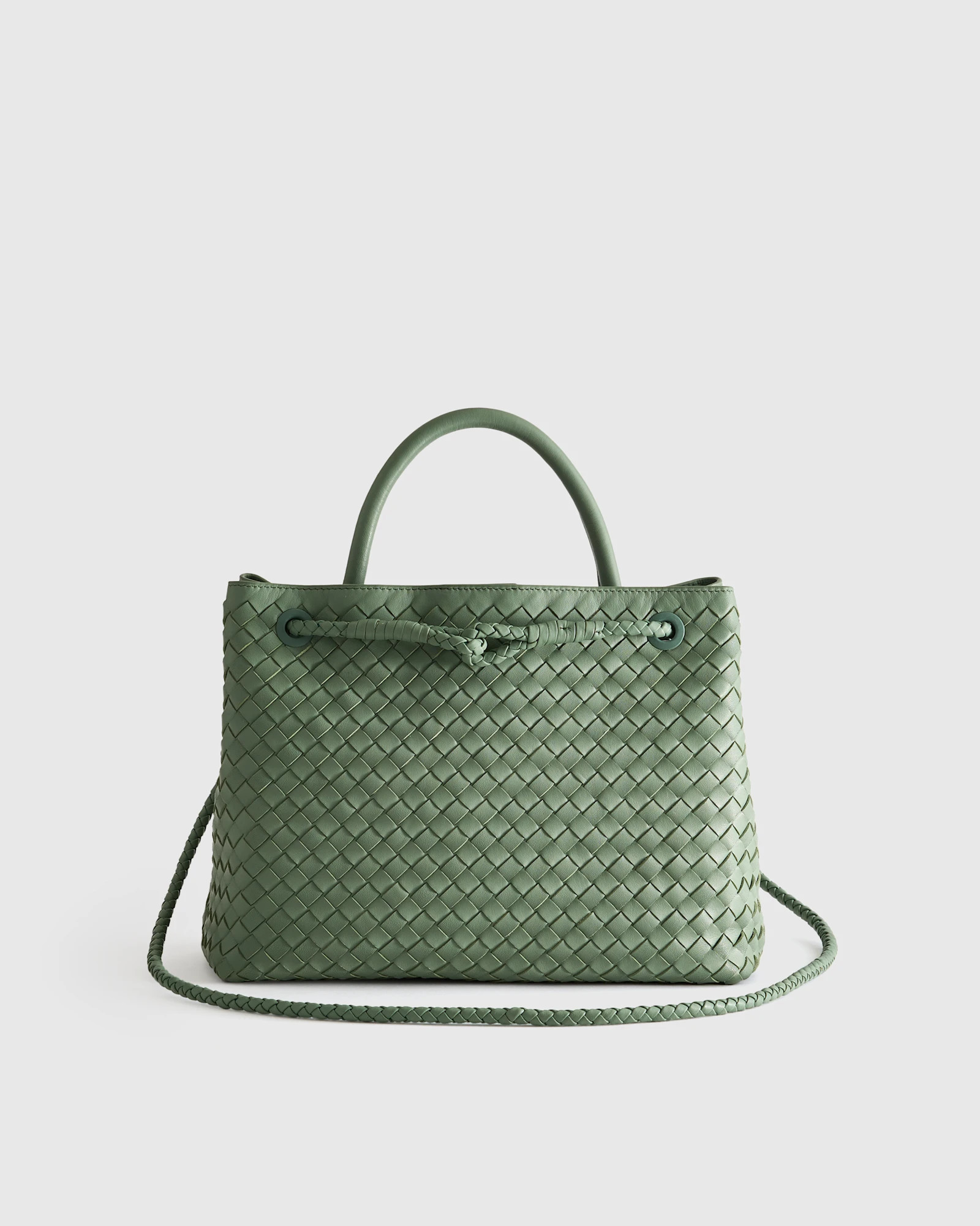 Italian Leather Handwoven Satchel in Sage | Quince