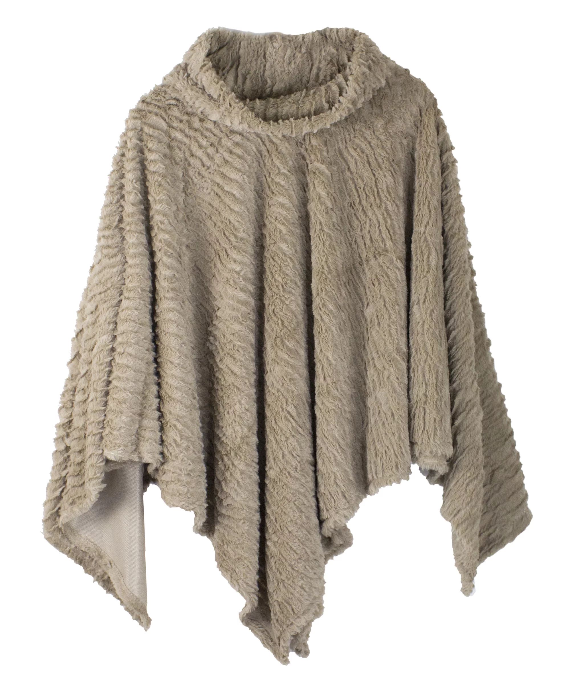 StylesILove Women Striped Faux Fur Soft Poncho Cape Ultra Warm Warp for Autumn Winter Season (Tau... | Walmart (US)