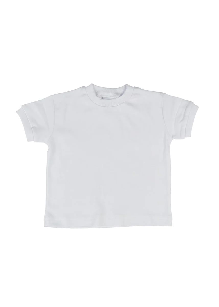 White Short Sleeve T-Shirt With Rib Trim | Florence Eiseman