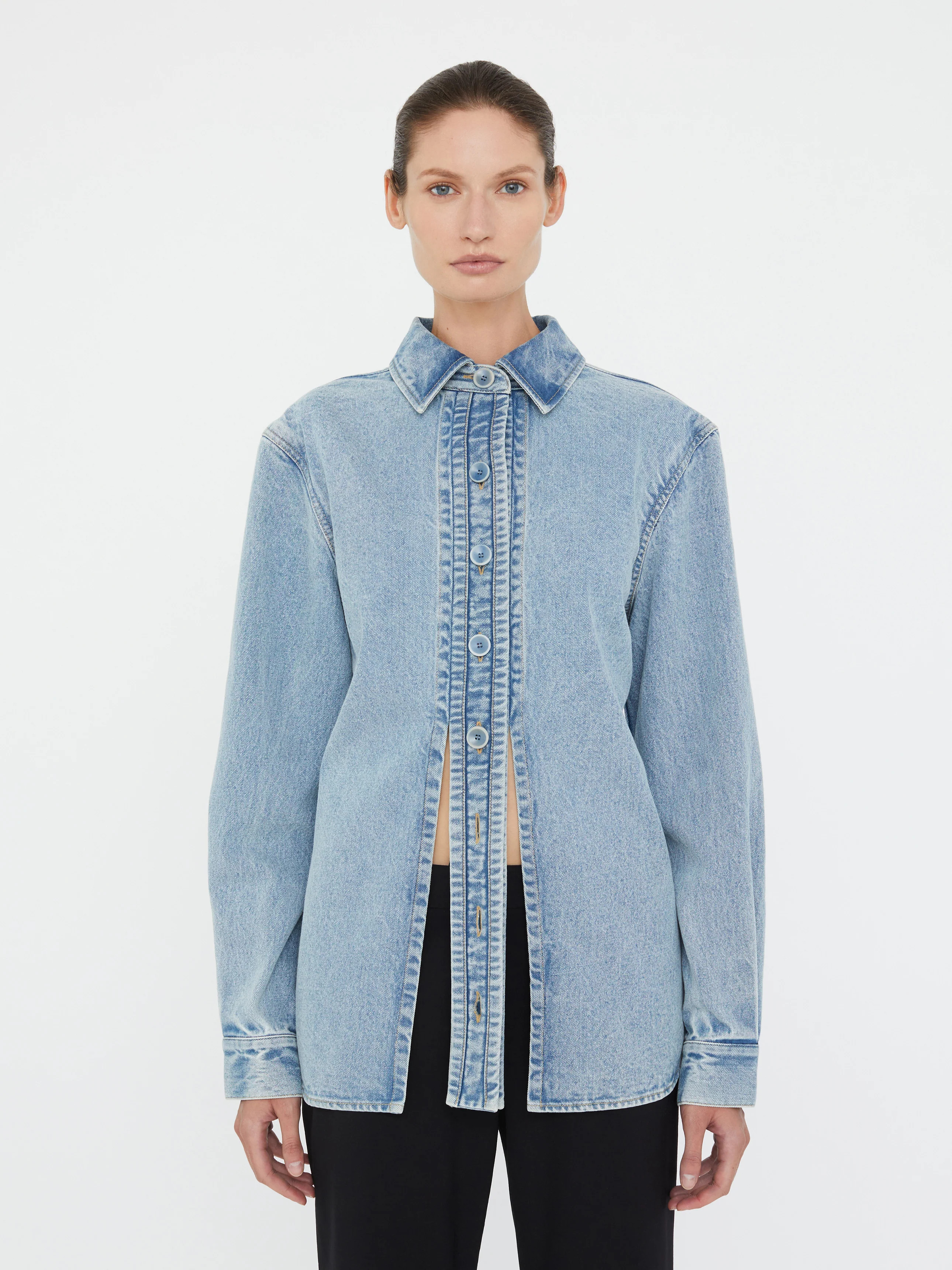 Christopher Esber | Denim Floating Tab Shirt | Christopher Esber (Global)