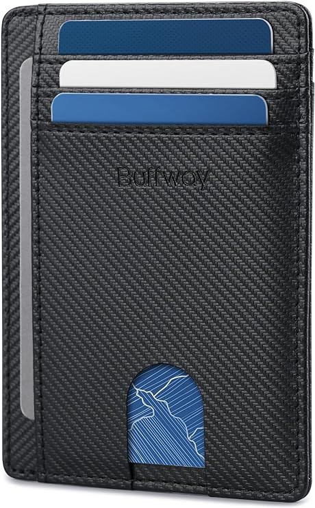 Buffway Slim Minimalist Front Pocket RFID Blocking Leather Wallets for Men and Women | Amazon (US)