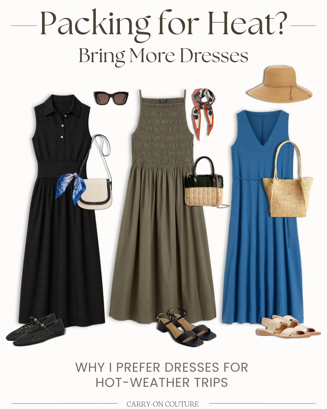 Why Dresses Are Perfect for Summer Travel

If you're packing for a hot-weather trip and still wrestling with tops and bottoms — switch to dresses.

One piece, done. No matching required, no second-guessing. 

For me, dresses are the single easiest thing to pack for summer travel, and you understand if you’ve spent a day walking cobblestones in 90-degree heat.

Dresses are:
- Cooler than separates (one loose layer beats a waistband in the heat!)
- They go from morning sightseeing to dinner without a wardrobe change
- Even a simple dress looks like an intentional outfit

#LTKOver40 #LTKTravel