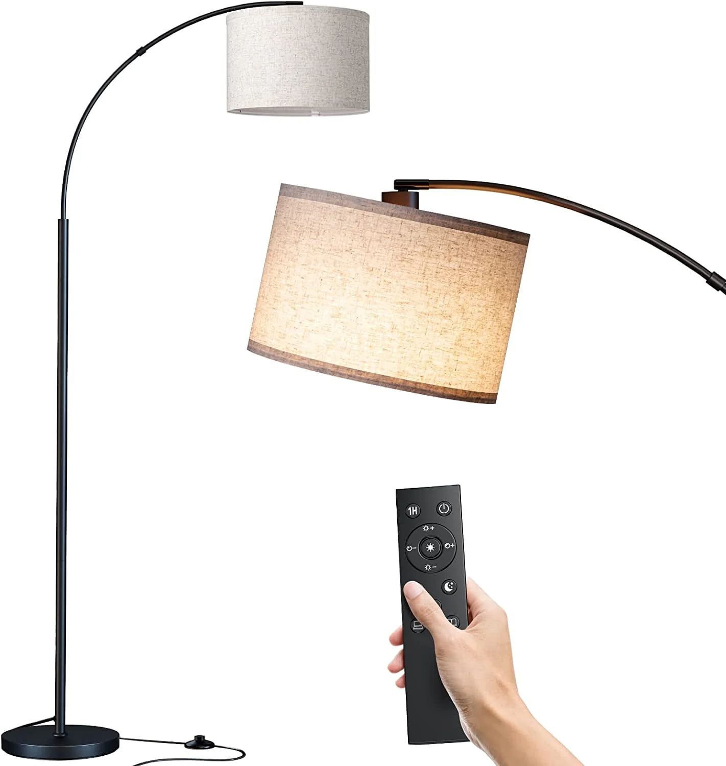 Arc Floor Lamp with Remote, Modern Floor Lamp with Stepless Dimmer, Tall Lamp with Hanging Drum S... | Walmart (US)