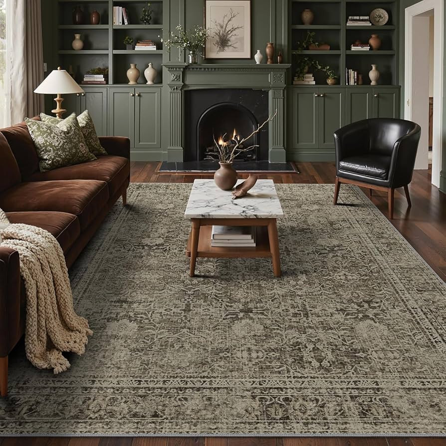 8x10 Washable Area Rug for Living Room, Machine Washable Rugs Vintage Print Carpet for Bedroom, L... | Amazon (US)