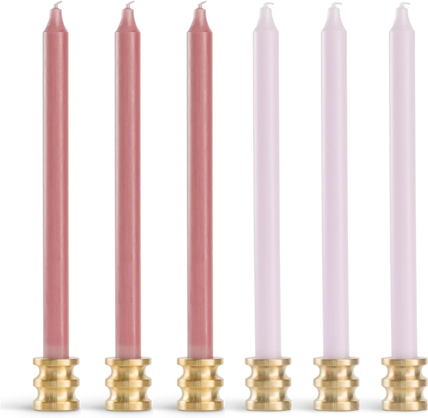 | Assorted Colored Taper Candles | Premium 12in Stick Candle | Thin | Solid Color | 6 Pack | Mauv... | Amazon (US)