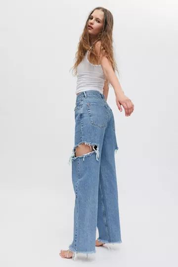 BDG High-Waisted Baggy Jean – Ripped Medium Wash | Urban Outfitters (US and RoW)