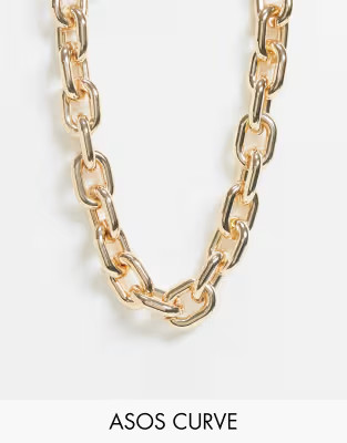ASOS DESIGN Curve necklace in chunky chain link in gold tone | ASOS (Global)