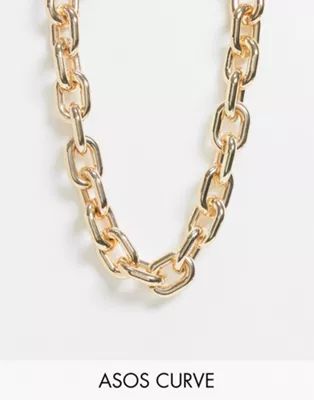 ASOS DESIGN Curve necklace in chunky chain link in gold tone | ASOS (Global)