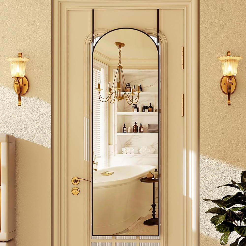 HARRITPURE 14"x48" Arched Full Length Mirror Aluminum Frame Full Body Mirrors Standing Wall & Lea... | Amazon (US)