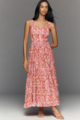 Mac Duggal Sleeveless Textured A-Line Midi Dress | Anthropologie (US)