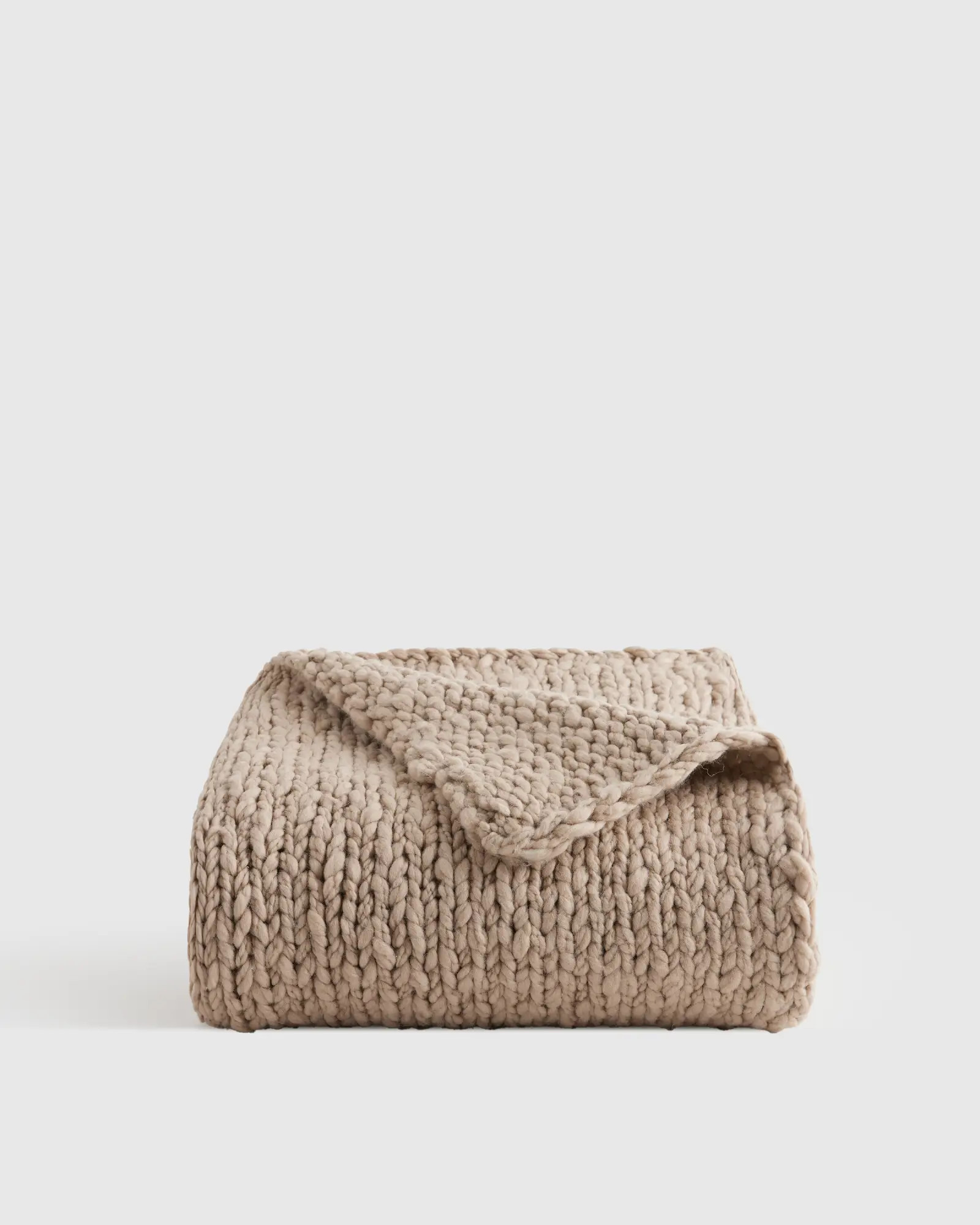 Chunky Hand Knit Wool Throw in Neutral | Quince