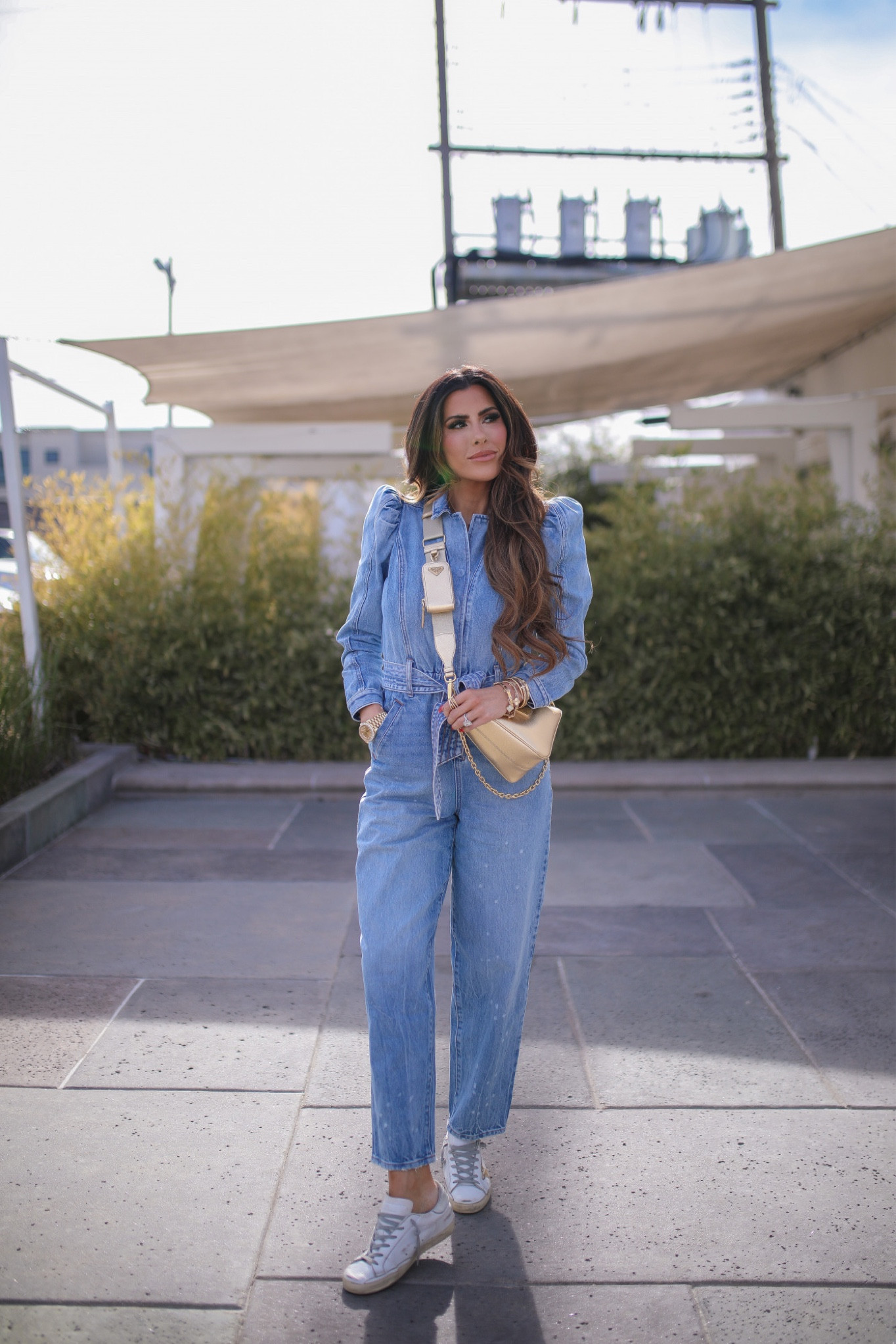 Jumpsuit, Jeans, Express Must Haves, Transitional Outfit Ideas, Casual Outfit Ideas, Prada Handbag, Emily Ann Gemma 