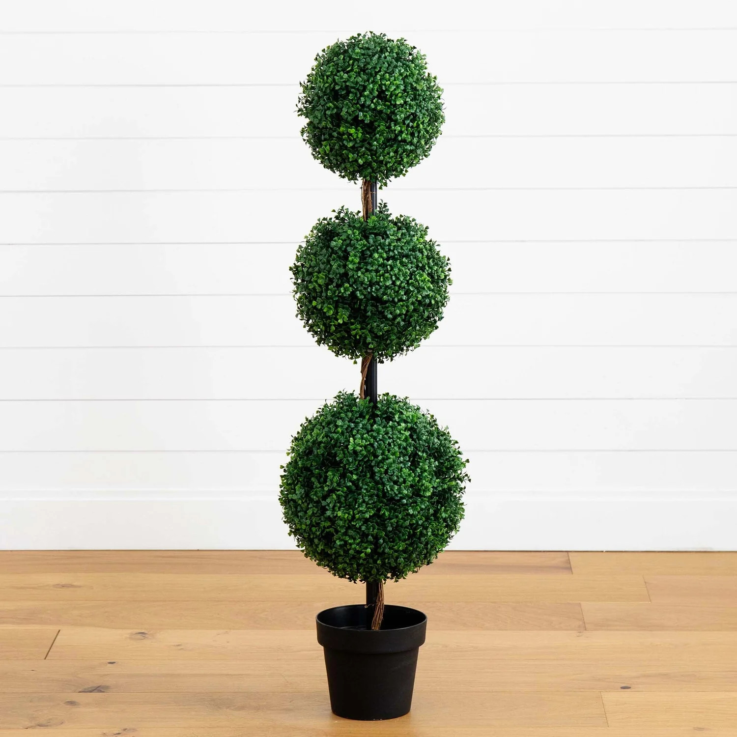 4’ Artificial Triple Ball Boxwood Topiary Tree (Indoor/Outdoor) | Nearly Natural | Nearly Natural
