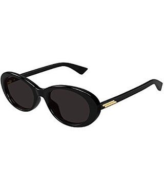Bottega Veneta Women's Slim Ribbon 54mm Oval Sunglasses - Shiny Solid Black/Grey | Dillard's