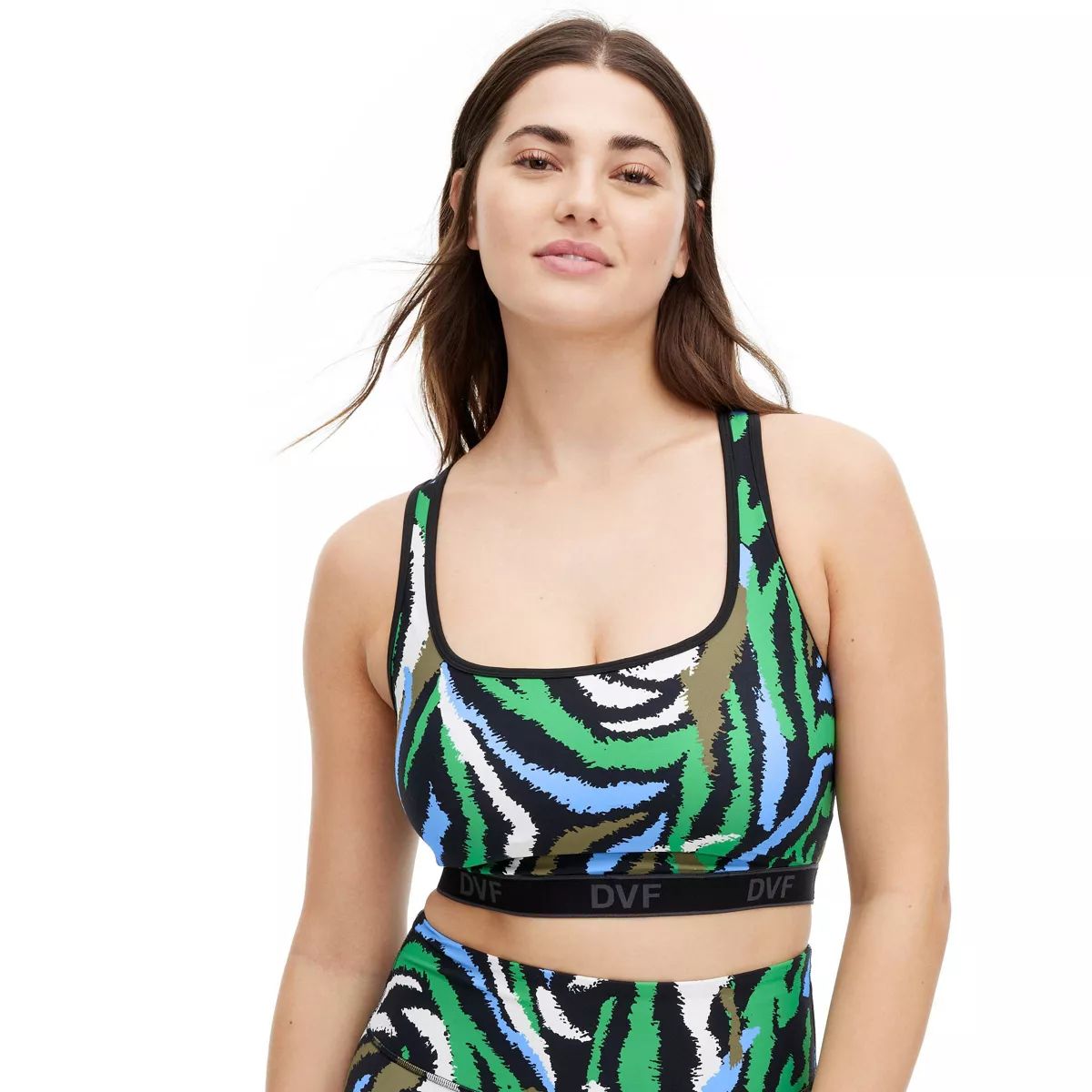 Women's Racerback Disco Zebra Green Sports Bra - DVF for Target | Target