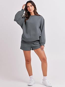 ANRABESS Women 2 Piece Outfits Sweat Shorts Sets 2024 Oversized Casual Lounge Matching Set Sweats... | Amazon (US)