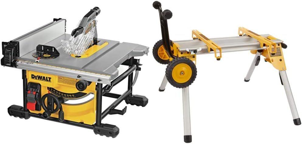 DEWALT Table Saw for Jobsite, Compact, 8-1/4-Inch (DWE7485) with DEWALT Table Saw Stand, Mobile/R... | Amazon (US)