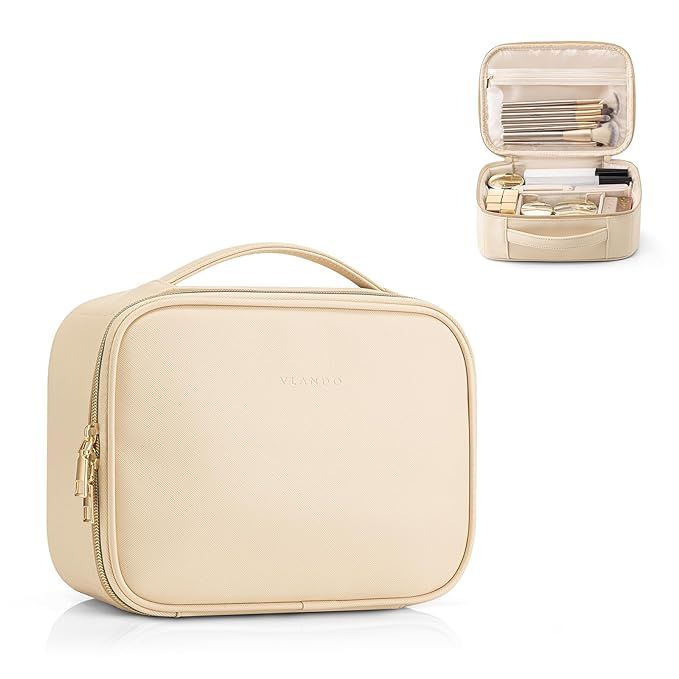 Vlando Travel Makeup Bag,Portable Cosmetic Bag Makeup Case Organizer, Makeup Bag with Adjustable ... | Amazon (US)