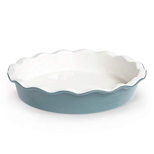 Pie Dish, by Kook, Pie Pan, Quiche Baking Dish, Ceramic Round, Deep Baking Dish, for Cakes, Tart, Microwave, Oven, Dishwasher Safe, 44 Oz, (Slate Gray) | Amazon (US)