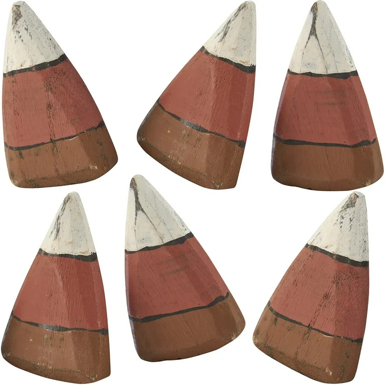 PBK Fall Decor - Rustic Chunky Wood Candy Corn Bowl Fillers 6pc Set | Walmart (US)