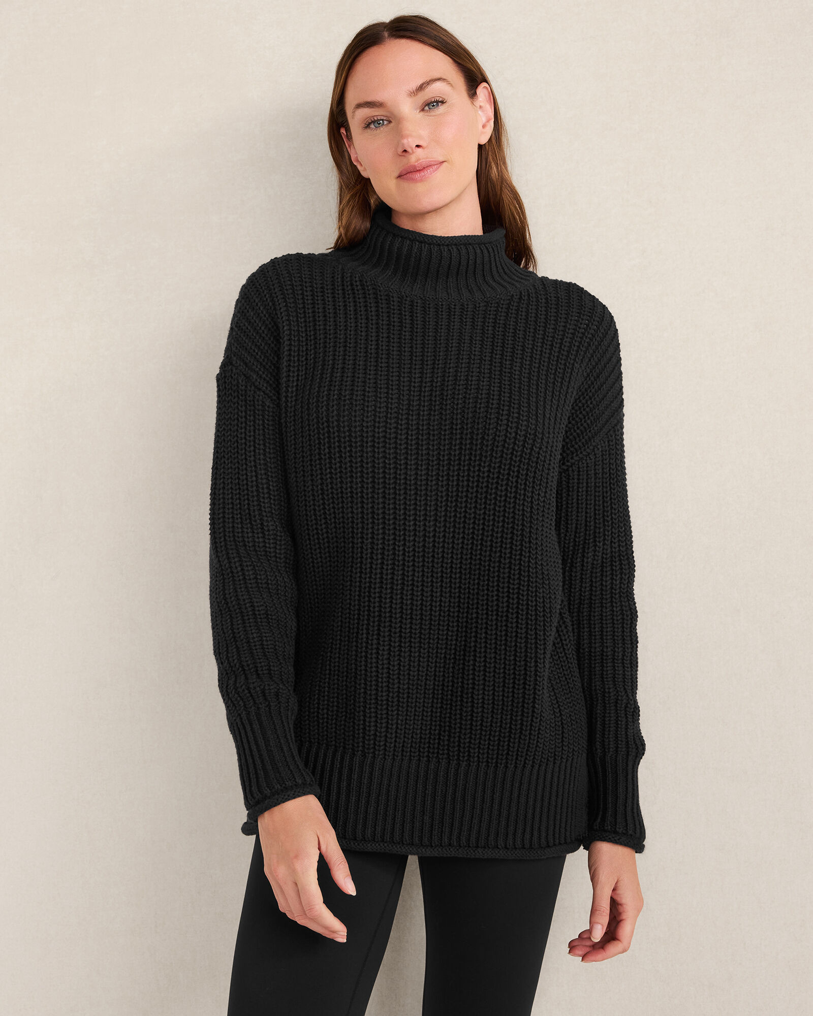 Organic Cotton Shaker Stitch Roll Neck Sweater | Haven Well Within