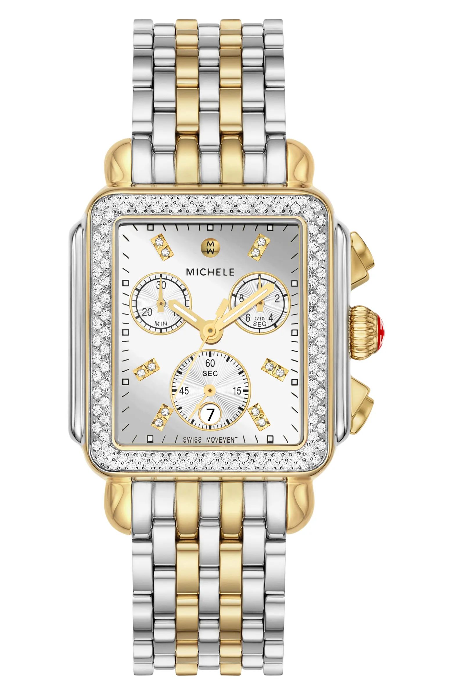 MICHELE Deco Diamond Chronograph Bracelet Watch, 35mm | Nordstrom | Nordstrom