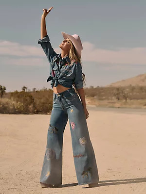Lainey Wilson x Wrangler Embroidered Cheeky Wide Leg Jean | Wrangler