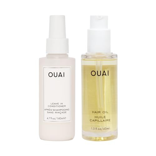 OUAI Leave-In Conditioner + Hair Oil Bundle - Hair Styling Products for Frizz Control, Heat Protection, Detangling, and Added Shine - Paraben & Sulfate-Free Hair Care (2 Count, 4.7 Oz/1.5 Oz) | Amazon (US)