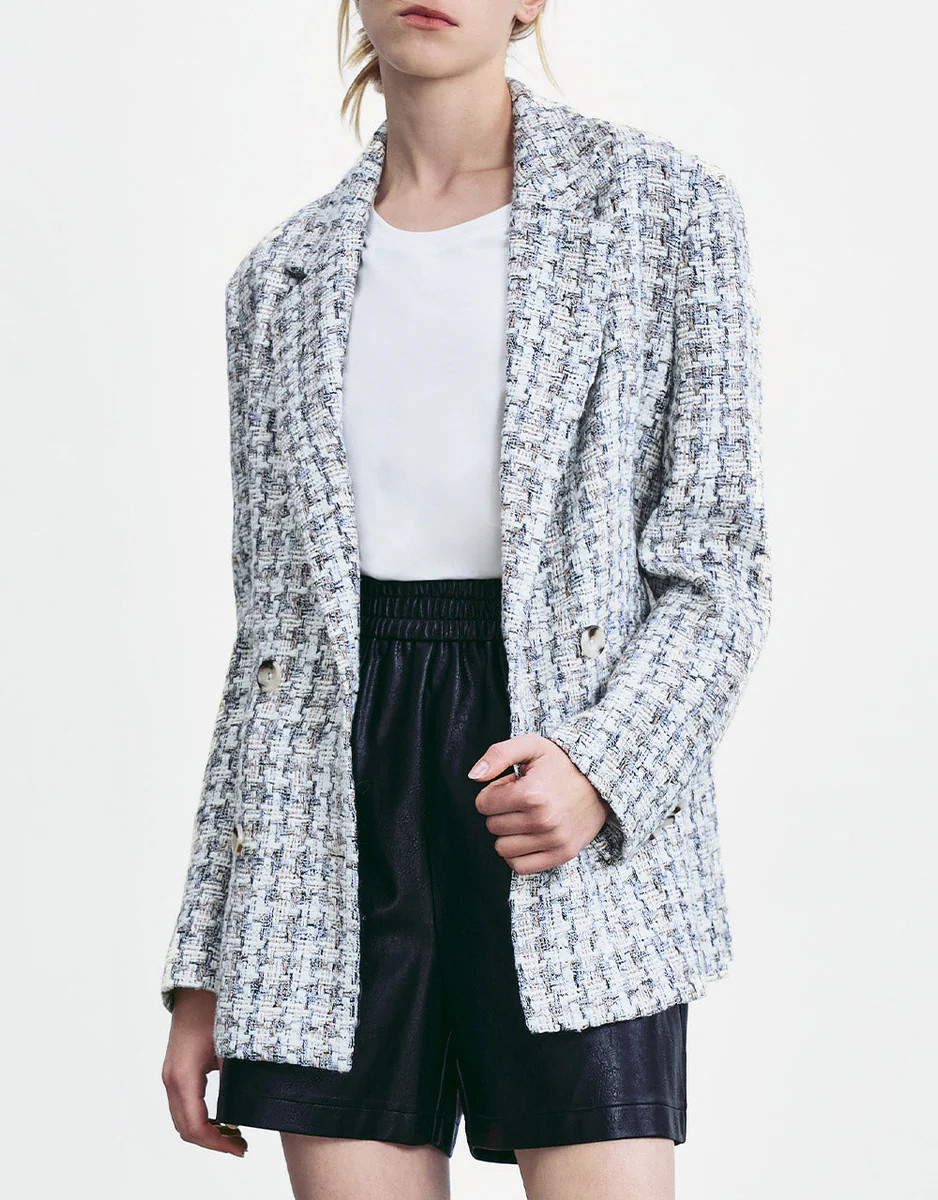 Tweed Double Breasted Blazer | Urban Revivo