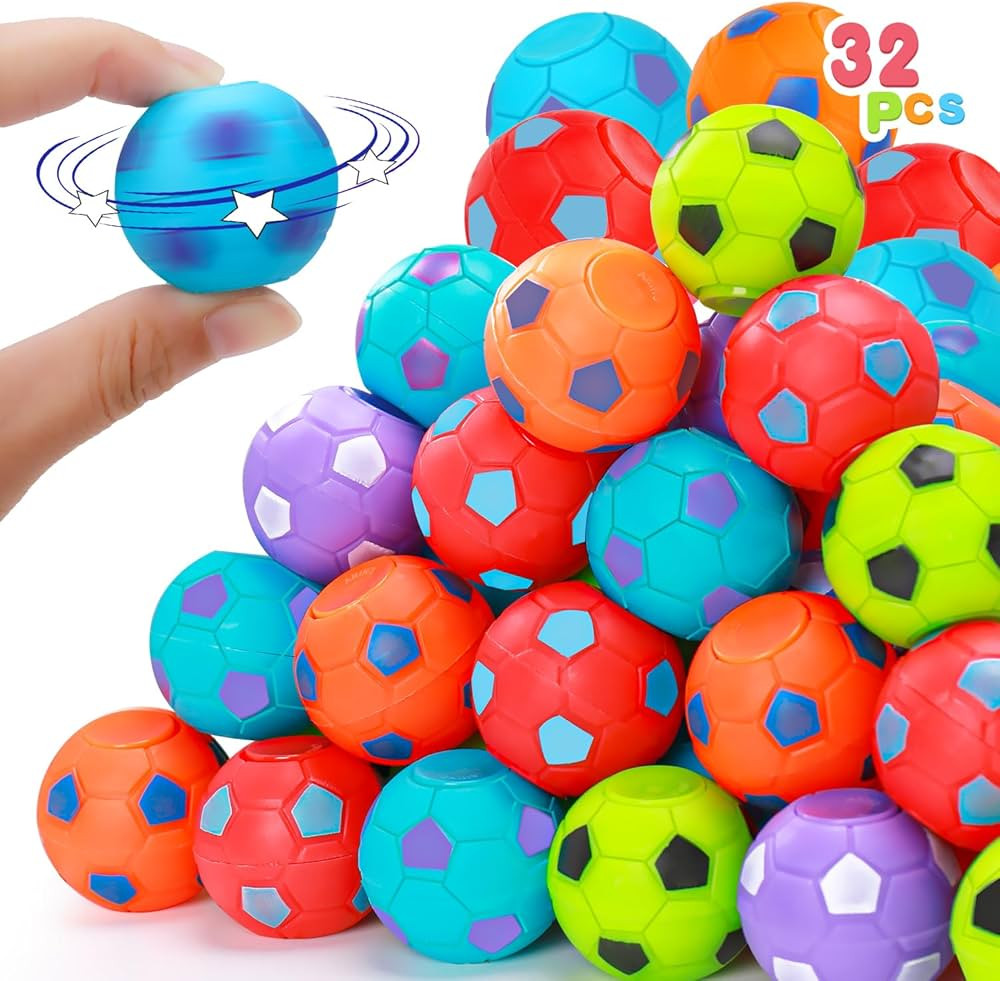32PCS Fidget Spinner Soccer Balls Sports Birthday Party Favors Bulk for Kids 4-8 8-12 Halloween G... | Amazon (US)