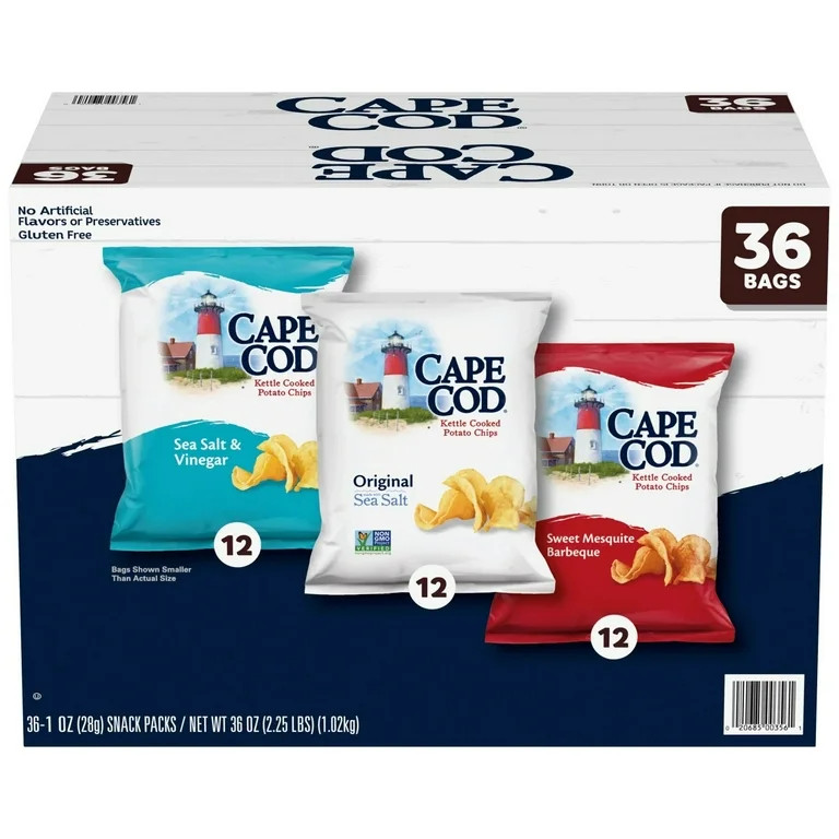 Cape Cod Kettle Cooked Potato Chips, Variety Pack, 1 Ounce (Pack of 36) | Walmart (US)