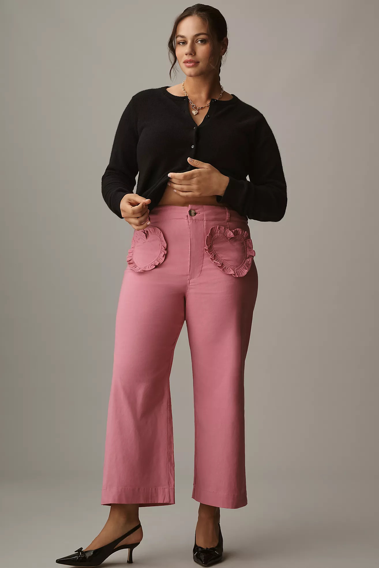 The Colette Heart Pocket Crop Wide-Leg Pants by Maeve | Anthropologie (US)