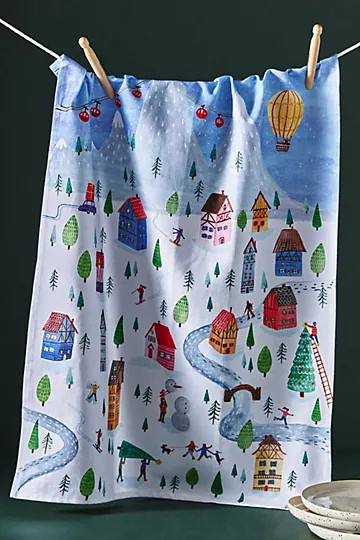 Holiday Village Dish Towel - Anthropologie Christmas Decor | Anthropologie (US)