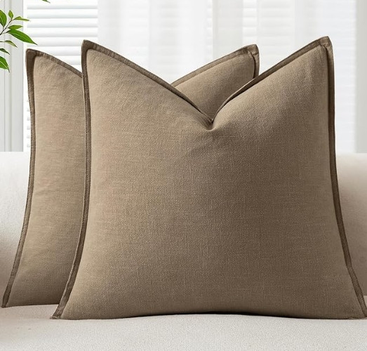 EMEMA Decorative Linen Throw Pillow Covers 26x26 Inch Curry Boho Farmhouse Neutral Couch Throw Pillows for Bed Pack of 2 Accent Pillowcase Modern Sofa Cushion Livingroom Home 

 #LTKU #LTKHome #LTKSaleAlert