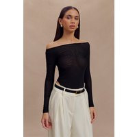 Colette Boat Neck Mesh Top - Black I MESHKI I Size L | MESHKI US