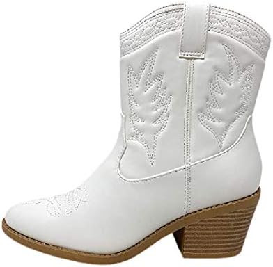 Soda Picotee Women Western Cowboy Cowgirl Stitched Ankle Boots | Amazon (US)