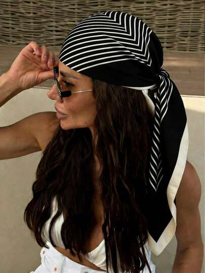 1pc Striped Print Bandana Elegant Square Scarf For Men Women Boys Girls Gifts Bandana,Hair Band,Head Band Ideal For Dressing Up Your Look,Accessories,Holiday | SHEIN