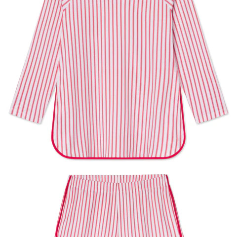 Pima Long-Short Set in Classic Red Ticking Stripe | Lake Pajamas