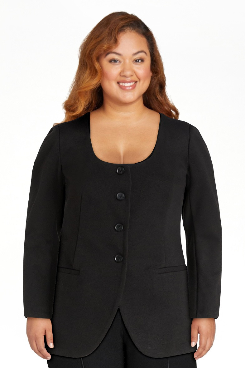 Scoop Women's and Women’s Plus Slim Fit Elongated Ponte Blazer, Sizes XS-4X | Walmart (US)
