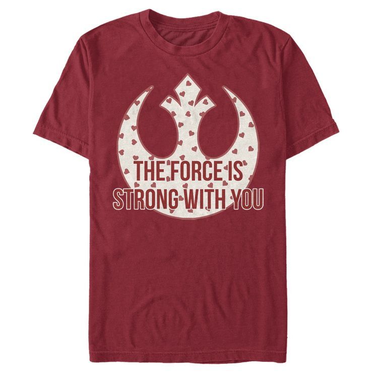 Men's Star Wars The Force Is Strong Valentine Rebel Logo T-Shirt | Target