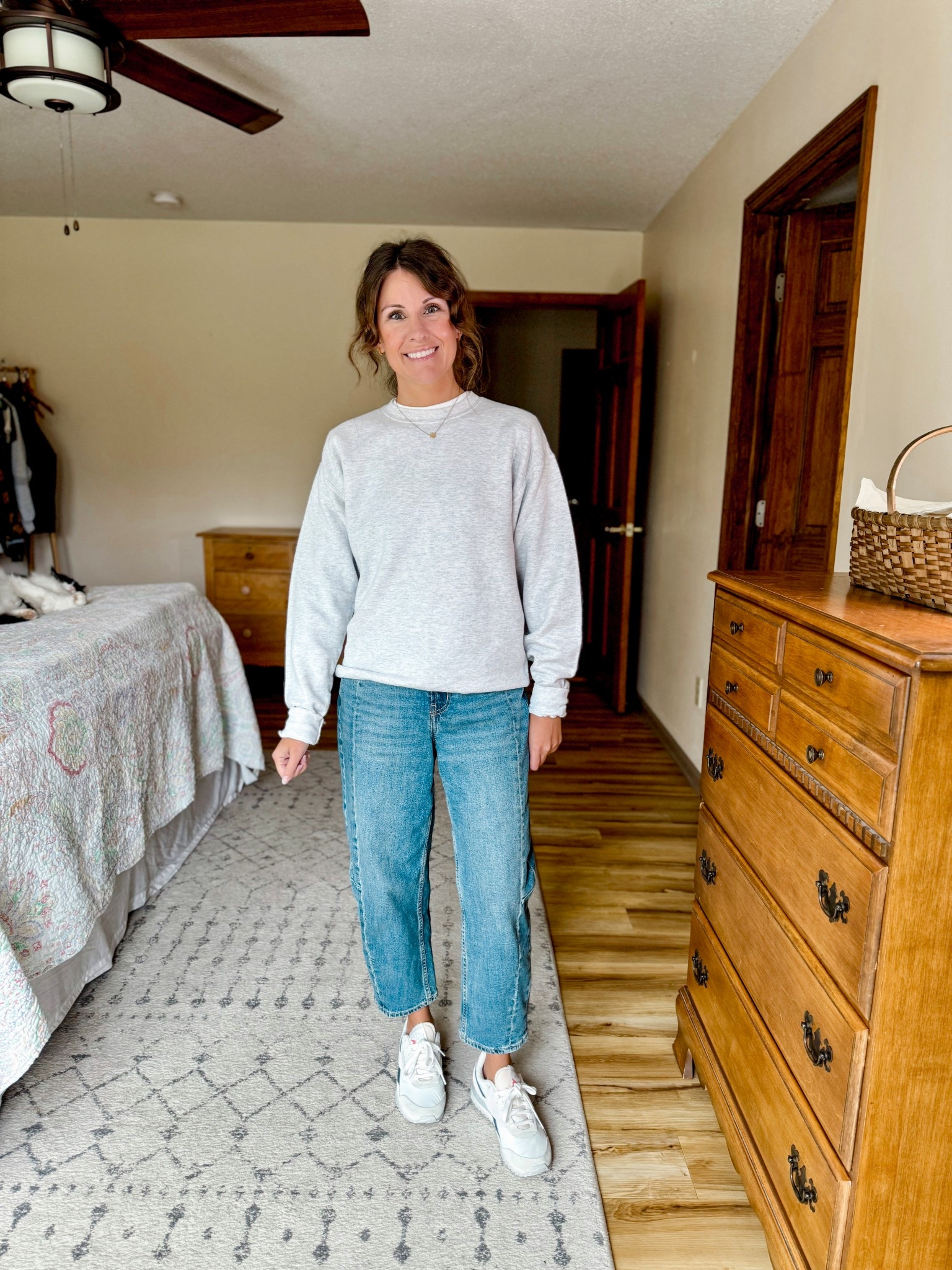 Wearing size xs in my tee, small in my crewneck, 0 petite in my barrel jeans, and 6.5 in my sneakers 

#LTKPetite #LTKFindsUnder100 #LTKSeasonal