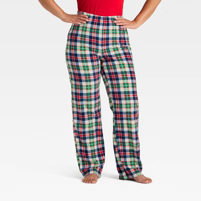 Women's Plaid Microfleece Holiday Matching Family Pajama Pants - Wondershop™ Cream | Target
