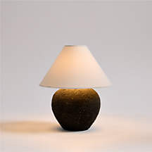 Corfu Black Mini Table Lamp with Fabric Shade 12.4" + Reviews | Crate & Barrel | Crate & Barrel